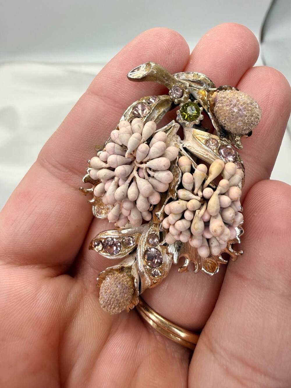 Florenza Vintage Enamel Floral Bouquet Brooch Pin